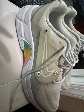 Nike Off-White/Beige Women's Sneakers with Rainbow Accent